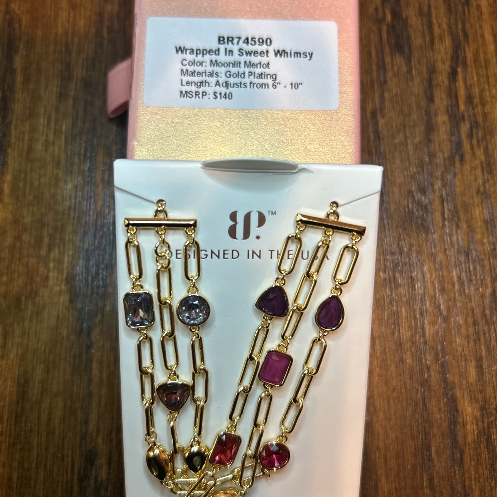 Jewel Candy Moonlit Merlot Gold Plated Bracelet